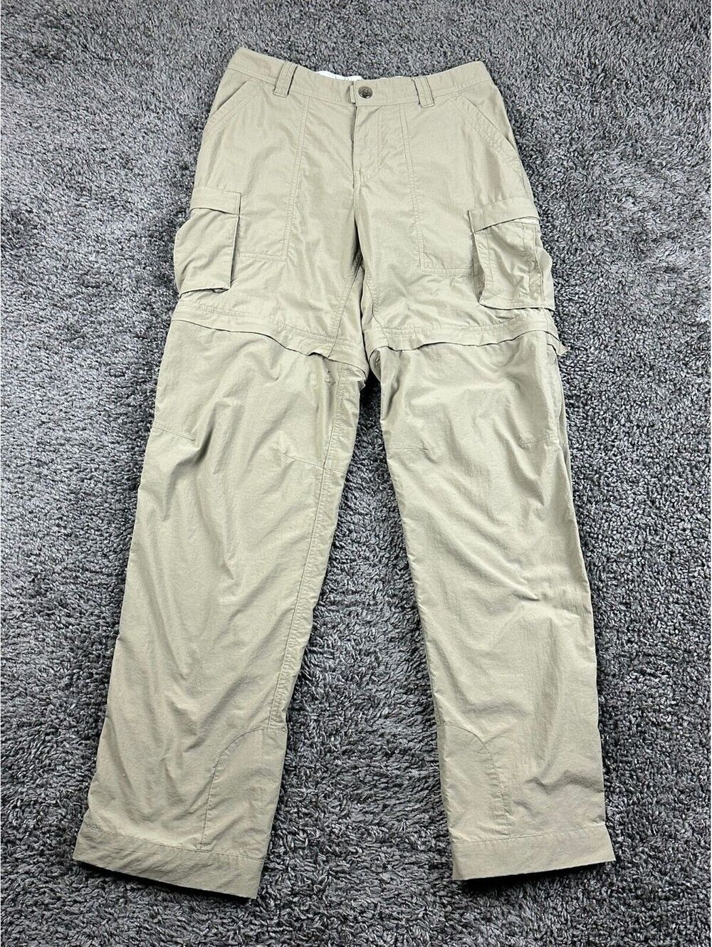 REI Co-op Womens 2 Sahara Convertible Hiking Cargo Pants Tan Ankle Zip Khaki